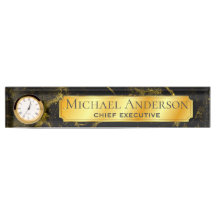 Personalized Desk NAME Plate Black GOLD MARBLE 2