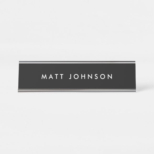 Personalized Desk Name Plate | Black White (Front)
