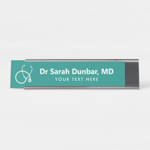 Personalized desk name plate for medical doctor MD