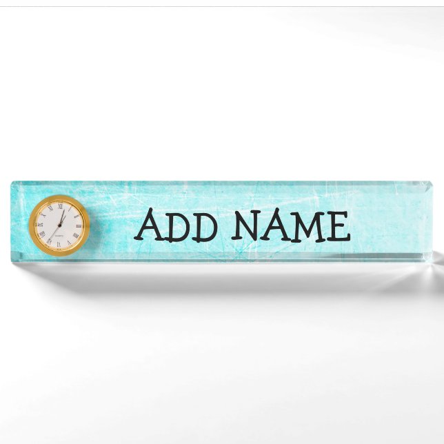Personalized Desk Name Plate Teal Pattern (Front)