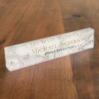 Personalized Desk NAME Plate White GREY MARBLE