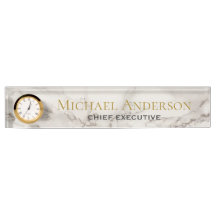 Personalized Desk NAME Plate White GREY MARBLE