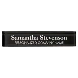 Personalized desk name plate with company title