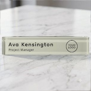 Personalized Desk Name Plate with Custom Logo