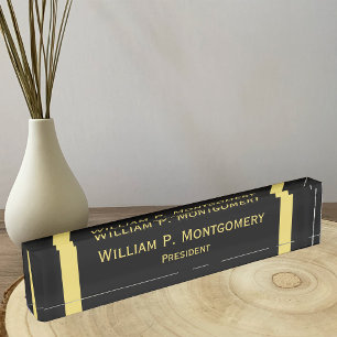 Personalized Desk Name Plates Black with Gold