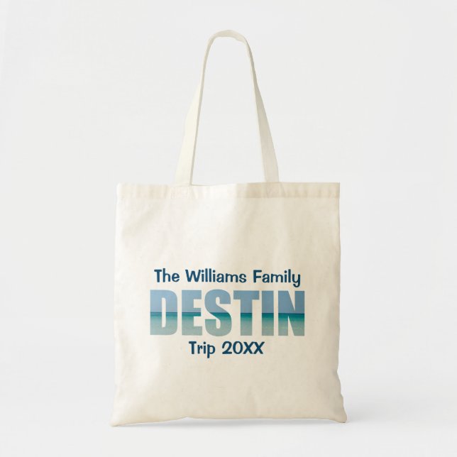 Personalized Destin Beach Trip Cool Ocean Tote Bag (Front)