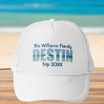 Personalized Destin Beach Trip Matching Family Trucker Hat<br><div class="desc">These cool custom Destin Florida hats feature your personalized group name for a family reunion or trip to the Emerald Coast. The letters of the word DESTIN are filled with beautiful ocean photography for your vacation.</div>