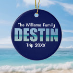 Personalized Destin Beach Trip Photo on Back Ceramic Ornament<br><div class="desc">These cool custom Destin Florida Christmas ornament with your vacation photo on the back feature your personalized group name for a family reunion or trip to the Emerald Coast. The letters of the word DESTIN are filled with beautiful ocean photography.</div>