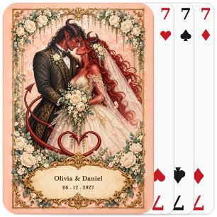 Personalized Devil Bride and Groom Wedding Favour Playing Cards