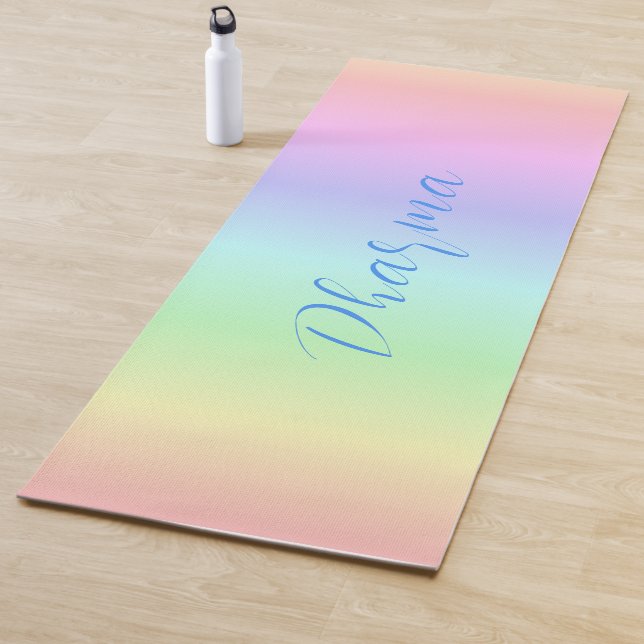 Personalized Dharma Bright Rainbow Colours Pink Yoga Mat (In Situ)