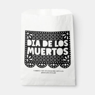 Personalized Dia de los Muertos Black Picado Papel Favour Bag
