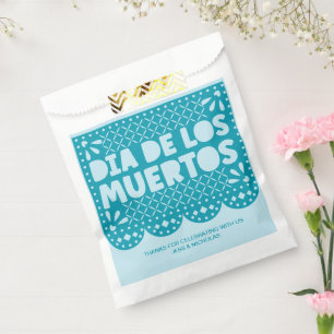 Personalized Dia de los Muertos Blue Picado Papel Favour Bag