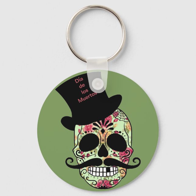 Personalized Dia de los Muertos Keychain (Front)