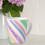 Personalized Diagonal Stripe Pastel Multi Colour Latte Mug<br><div class="desc">Personalize your coffee mug with your name or your choice of words. The design features multi colour diagonal stripes in pastel shades of peach, green, pink, blue, purple, yellow and white. Please browse my store if you would like this design on a different product - or message me for assistance....</div>