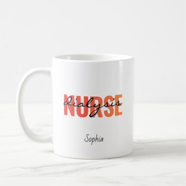 Personalized Dialysis Nurse Name Coffee Mug (Left)