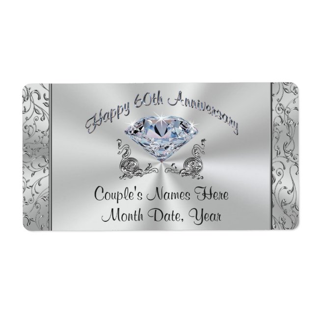 Personalized Diamond 60th Anniversary Party Labels (Front)