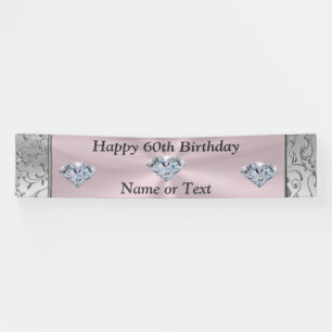 Personalized Diamond 60th Birthday Banners for Her