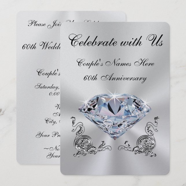 Personalized Diamond Anniversary Invitations (Front/Back)