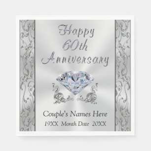 Personalized Diamond Anniversary Napkins, Stunning Napkin
