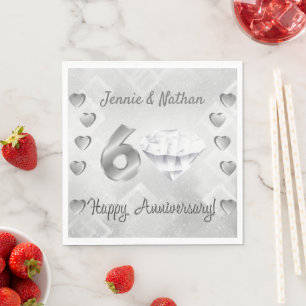 Personalized Diamond Anniversary Paper Napkins