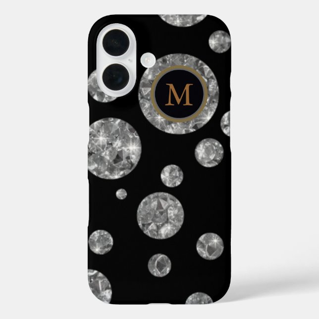 personalized diamond circles on black Case-Mate iPhone case (Back)