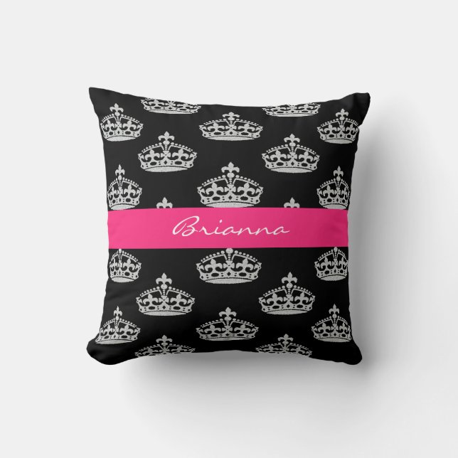 Personalized Diamond Princess Crown Throw Pillow (Front)