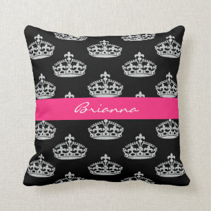 Personalized Diamond Princess Crown Throw Pillow