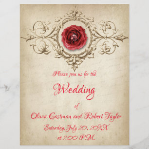 Personalized diamond ring and red rose Invitation