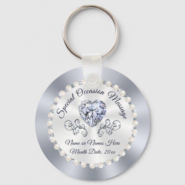 Personalized Diamond Theme Wedding Ideas, Wedding Keychain (Front)