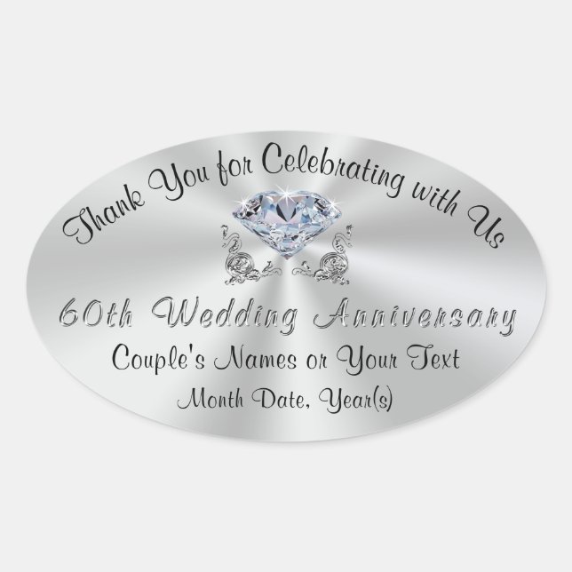 Personalized Diamond Wedding Anniversary Stickers (Front)