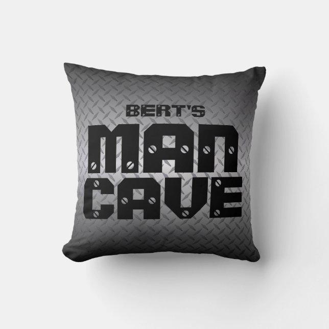 Personalized Diamondplate Man Cave Pillows (Front)