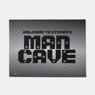 Personalized Diamondplate Pattern Man Cave Doormat