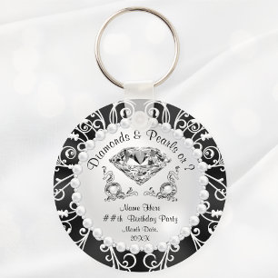 Personalized Diamonds and Pearls Party Favours Keychain