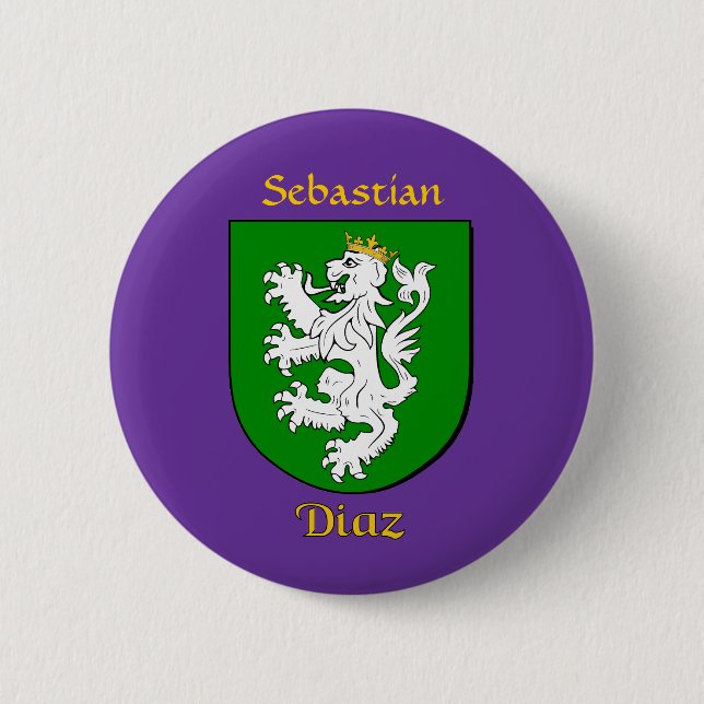 Personalized Diaz Historical Shield 2 Inch Round Button (Front)