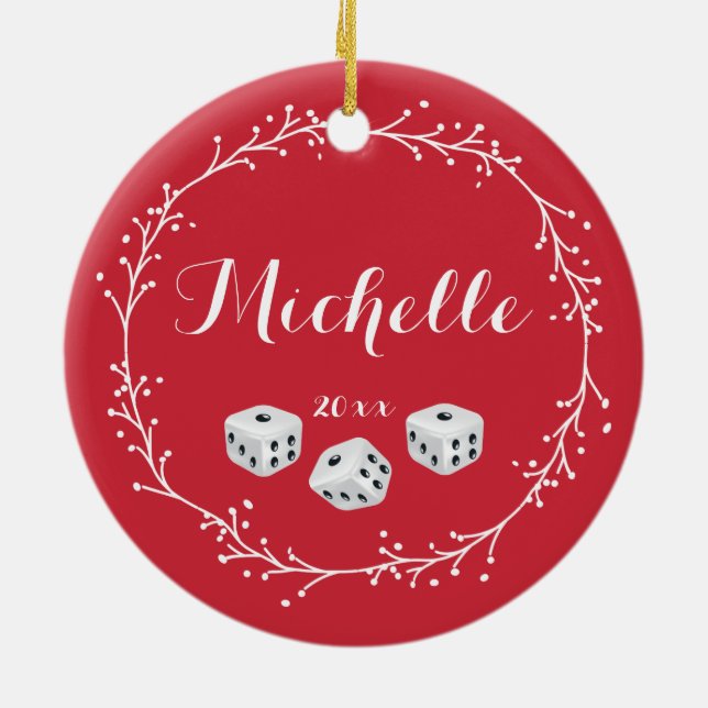 Personalized Dice Ceramic Ornament (Back)