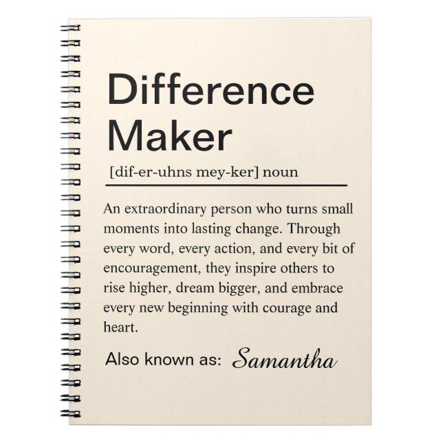 Personalized Difference Maker Definition Notebook (Front)