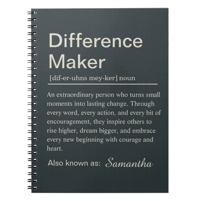 Personalized Difference Maker Definition Notebook (Front)