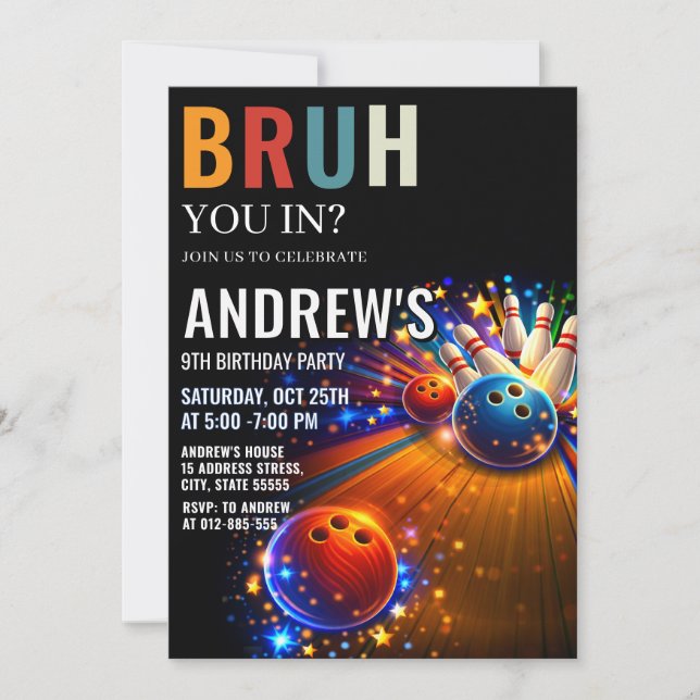 Personalized Digital Boy  birthday Invitation (Front)