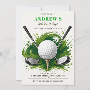 Personalized Digital Golf Birthday Invitation