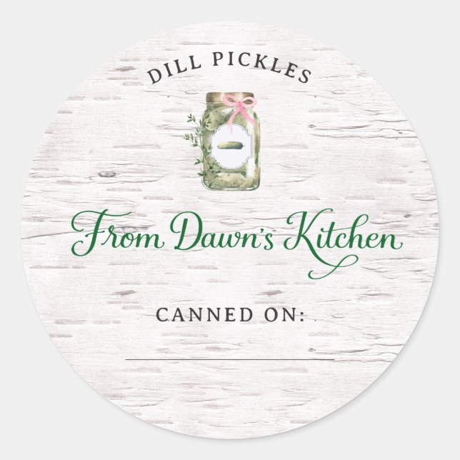 Personalized Dill Pickles Canning Stickers (Front)
