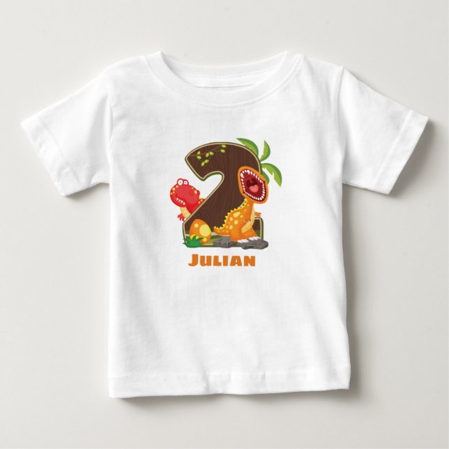 Personalized Dino 2nd Birthday Tshirt (Front)