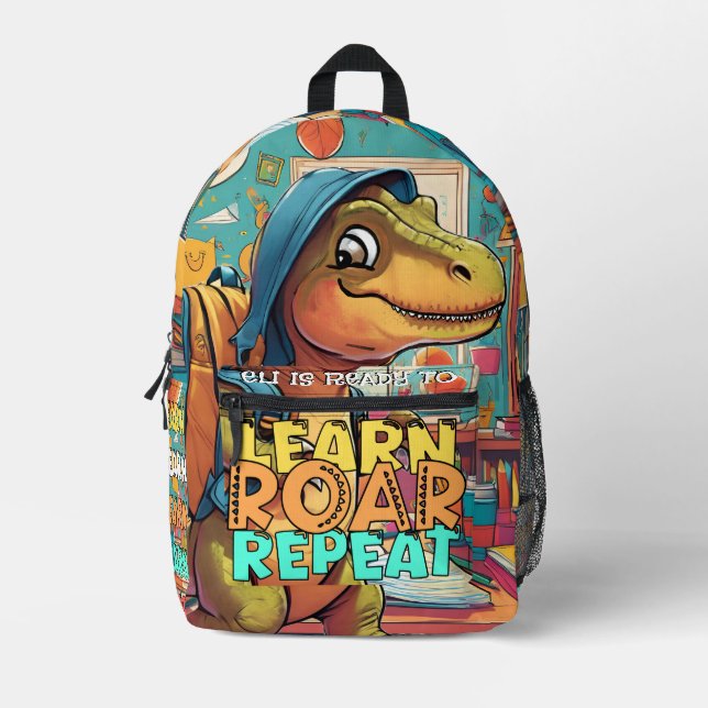 Personalized Dino Backpack - Learn, Roar, Repeat (Front)