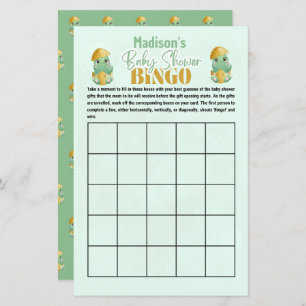 Personalized Dino Bingo Baby Shower Game