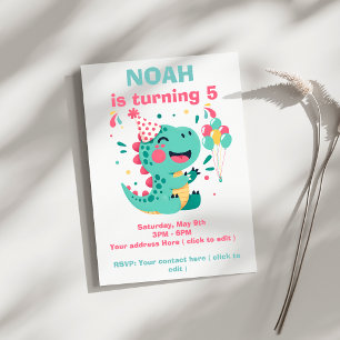 Personalized Dino Birthday Party Invitation Boys
