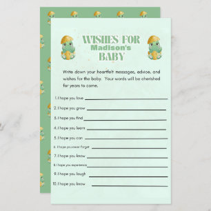 Personalized Dino Wishes for Baby Shower Game