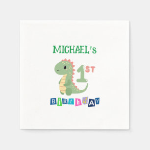 Personalized Dinosaur 1st Birthday  Napkin