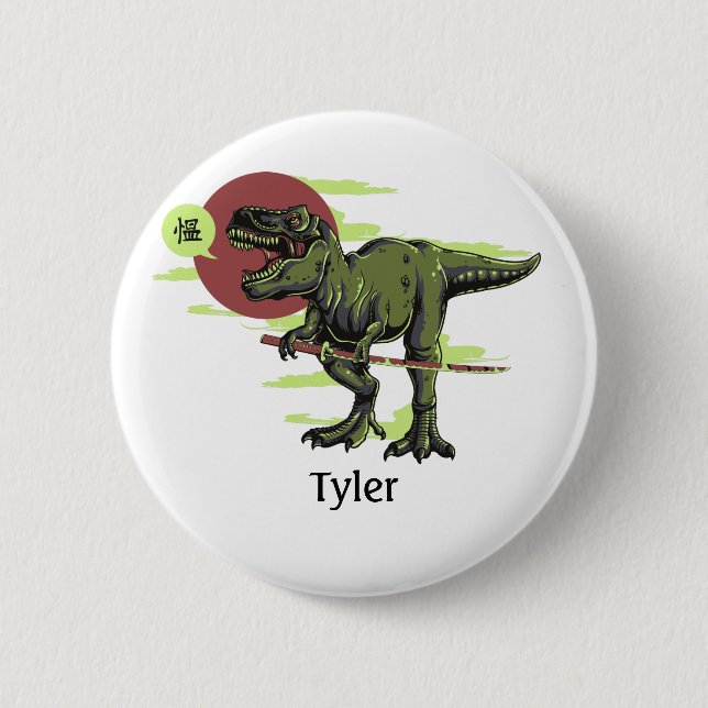 Personalized Dinosaur 2 Inch Round Button (Front)
