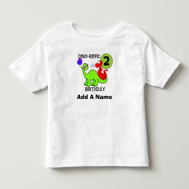 Personalized Dinosaur 2nd Birthday Tshirt (Front)