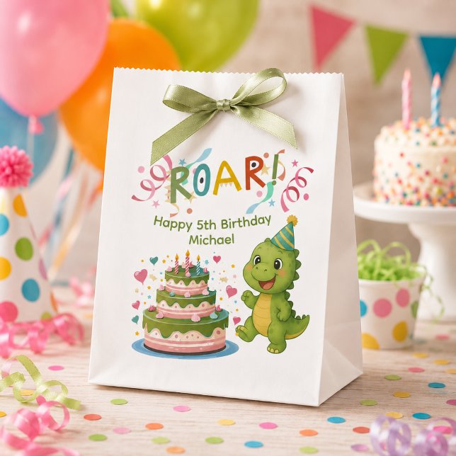 Personalized Dinosaur 5th Birthday Favour Bag (Creator Uploaded)
