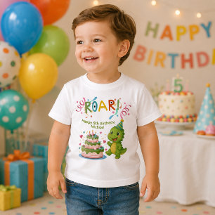 Personalized Dinosaur 5th Birthday Toddler T-Shirt